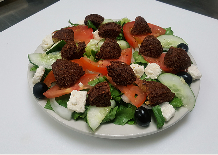 Large salad with falafel
